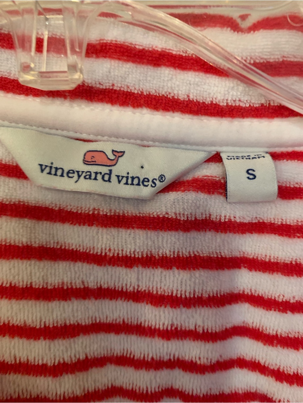 Vineyard Vines Red and White Striped Woman Terry Pullover Pouch Pocket size S - Picture 3 of 6